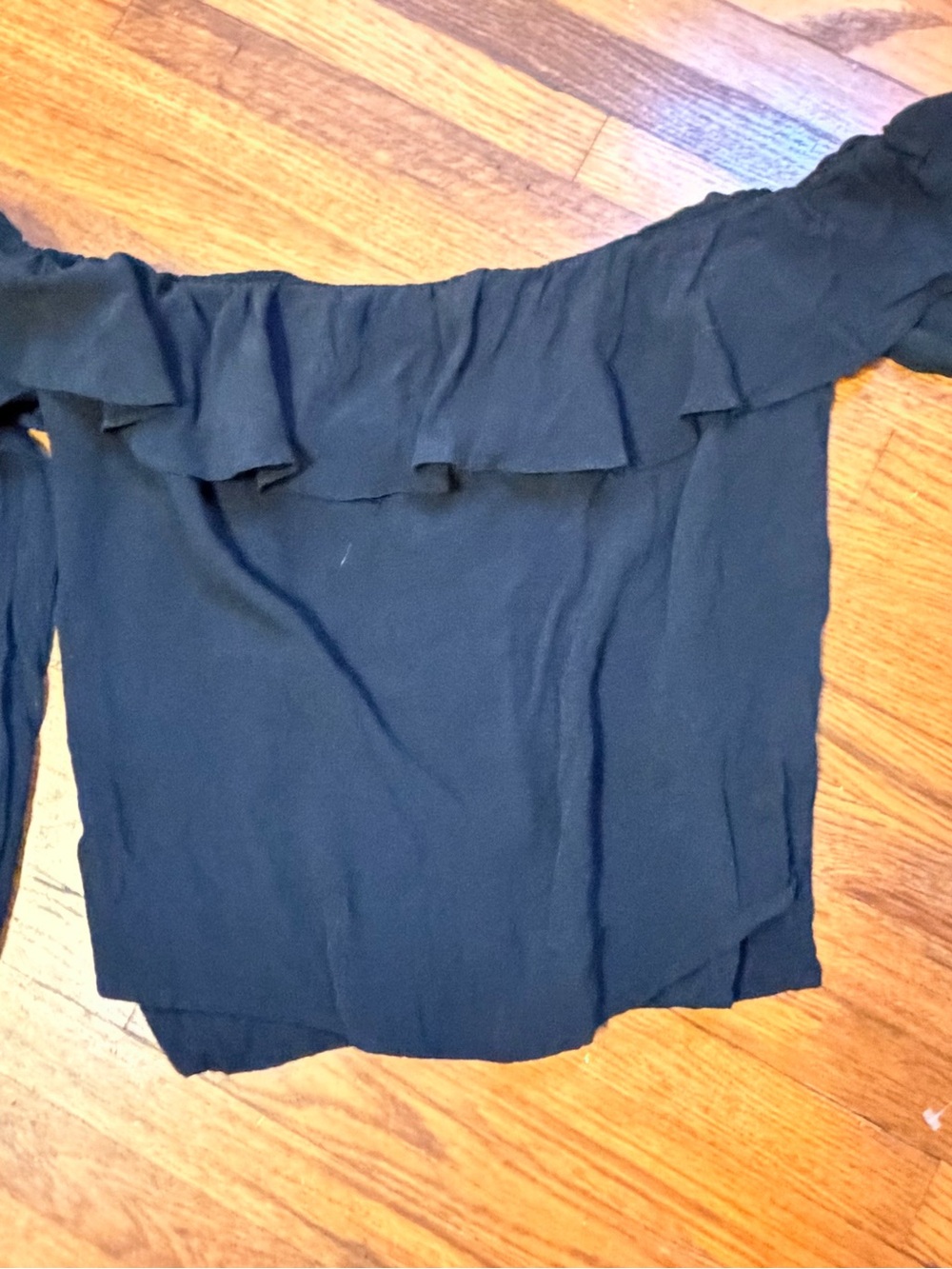 bebe Black Off Shoulder Ruffle Top Long Sleeve Y2K Size XS